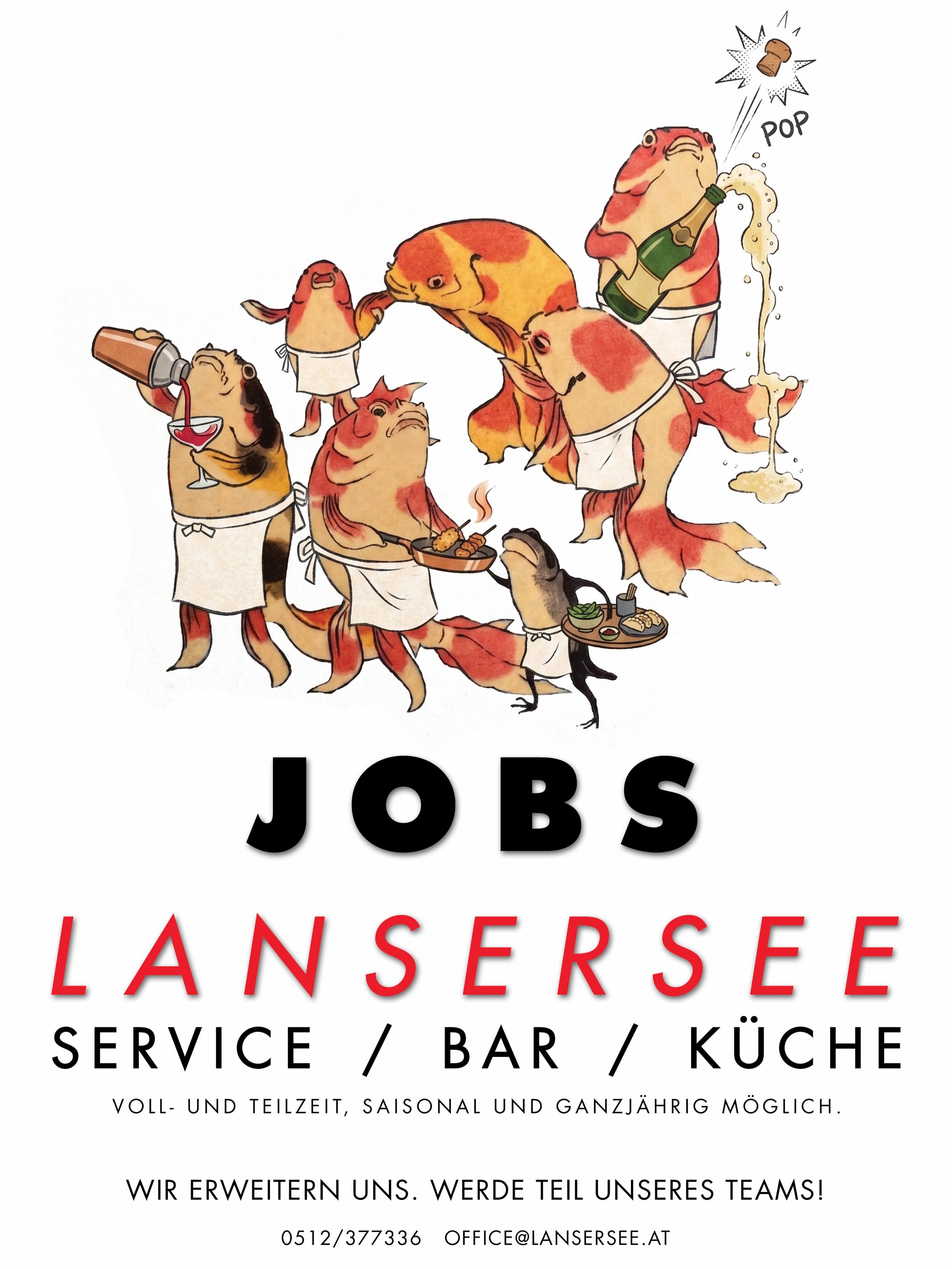 Der Lansersee entwickelt sich zu einem der spannendsten Orte der Gegend und wir suchen wir immer nach neuen Teammitgliedern, die mit uns wachsen wollen!

Hinter dem Lansersee steht ein kreatives Konzept, das Gastronomie, Kultur und Nachhaltigkeit aut