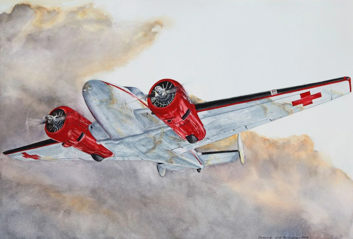 Gordon Phillipson. Beech 18 Above Clouds , 2017. Watercolor. 22 x 30 in. $2,200.