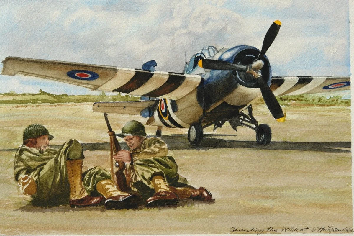 Gordon Phillipson. Guarding the Wildcat , Watercolor. 7 x 10.5 in. $550.