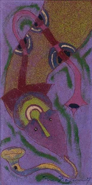 Rolando Rojas. 5 de Junio , Marble Dust and Oil on Canvas, 15.7 x 7.8 in.