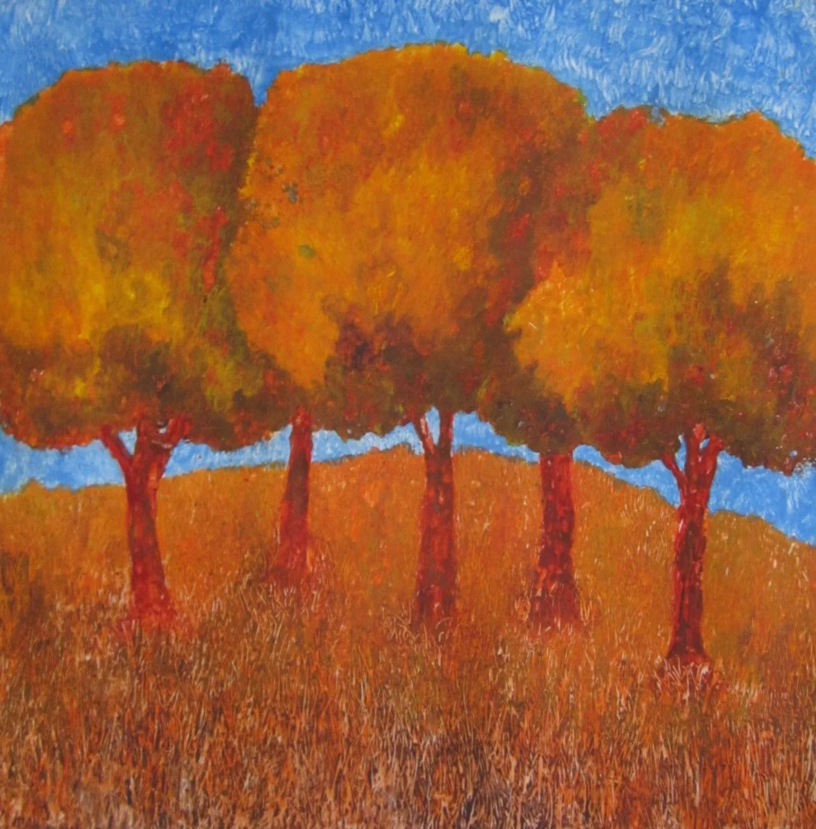 Maria Hughes. Orange Trees , Monotype, 11 x 12 in. SOLD.