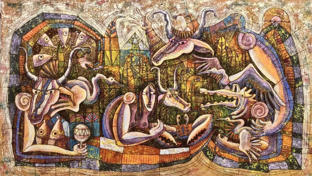Ixrael Montes, Chamana , 2018, Mixed Media on Linen, 170 cm x 300 cm