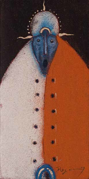 Rolando Rojas, 12 de junio , Marble Dust and Oil on Canvas, 15.7 x 7.8 in.