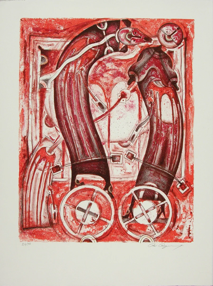 Rolando Rojas, Amantes sobre Ruedas (Ed. 42/50), Lithograph, 30 x 22 in.