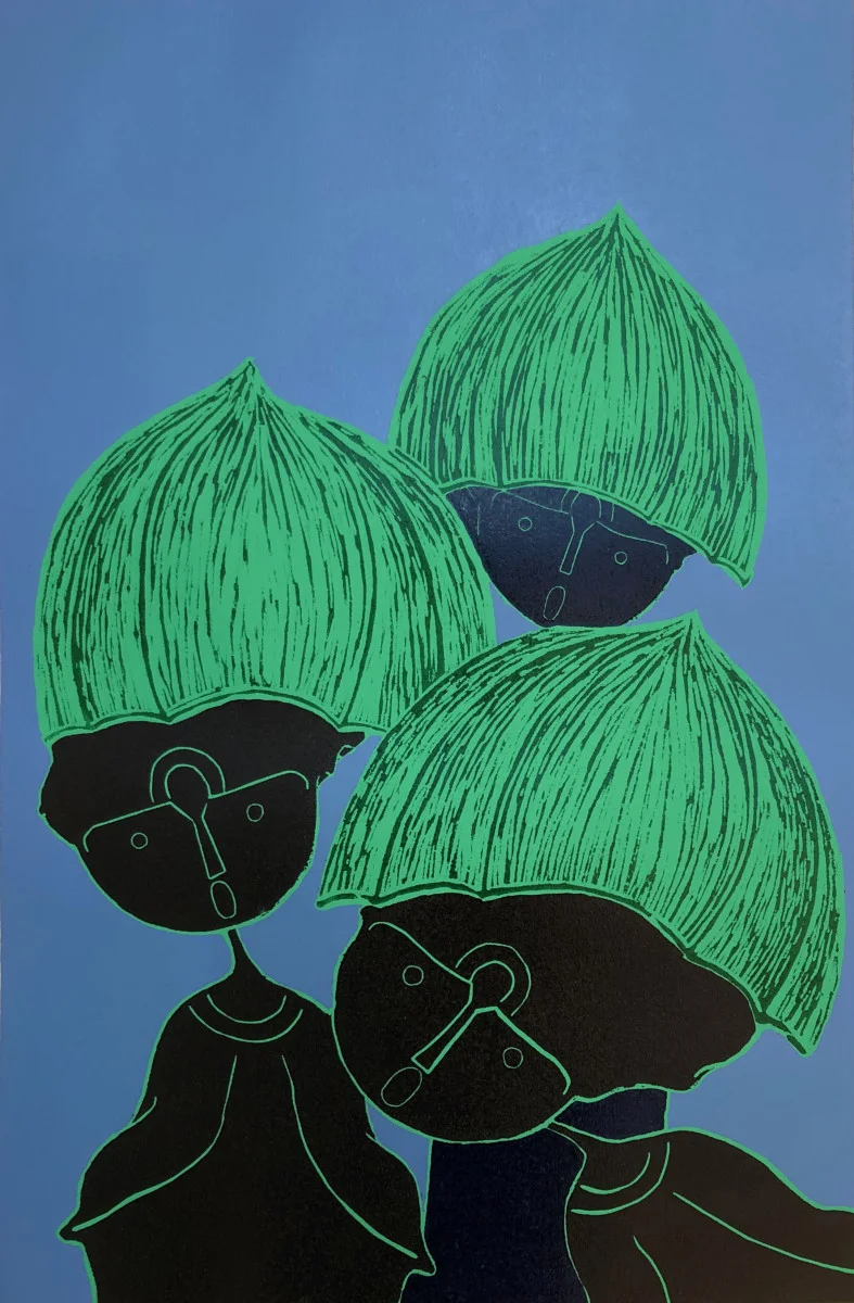 Rolando Rojas, Coquetas , Woodcut, 23 x 15.75 in.