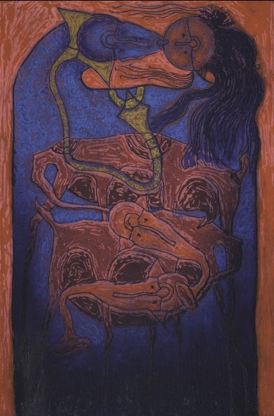 Rolando Rojas, El Beso , 2018. Oleograph, 47.5 x 27.5 in.