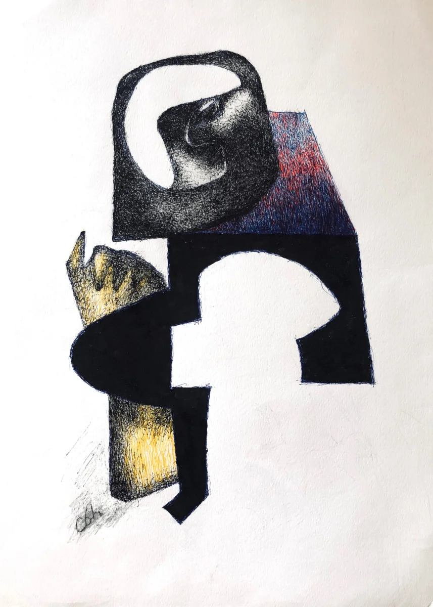 Carolyn Betrand Hodges, Piano, Color Pencil and Ink, 13.5 x 10.5 IN.