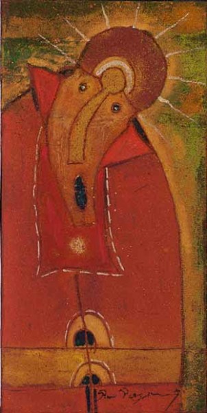 Rolando Rojas, 20 de Junio , Marble Dust and Oil on Canvas, 15.7 x 7.8 IN.