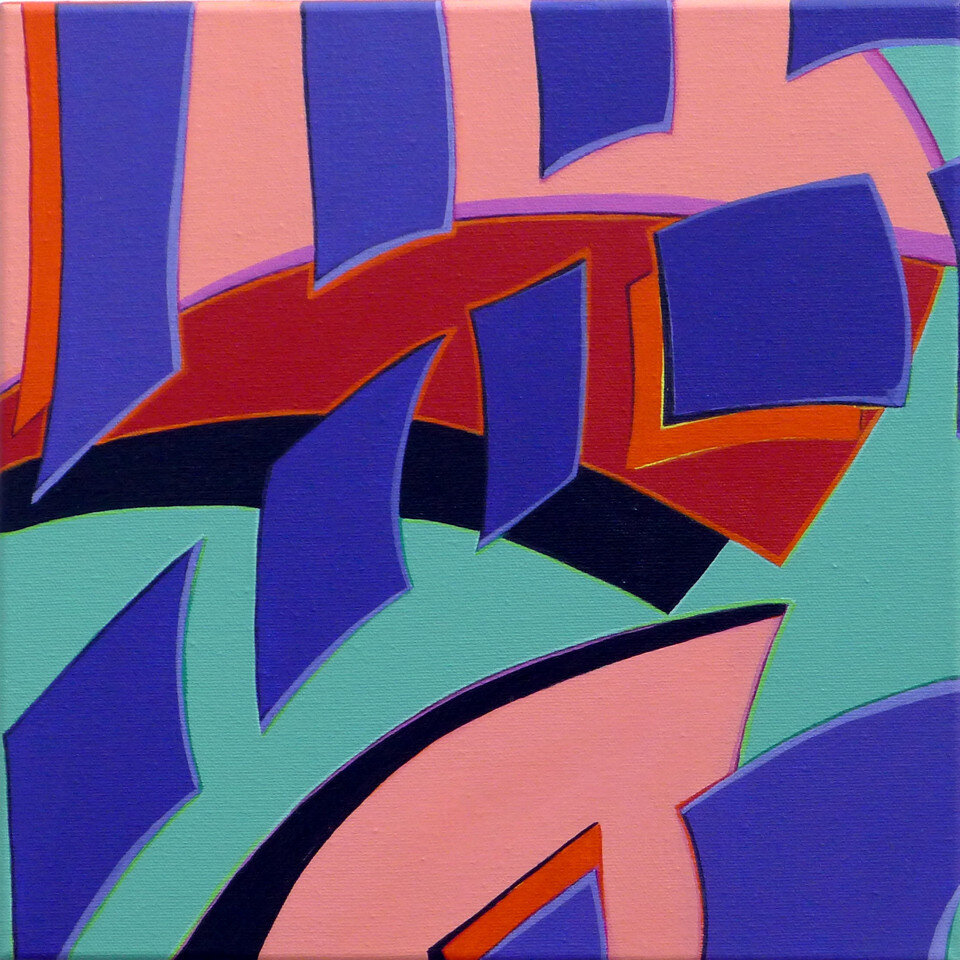 Kelyne Reis, Fragmentation 3.1, Acrylic on canvas. 12 x 12 in.