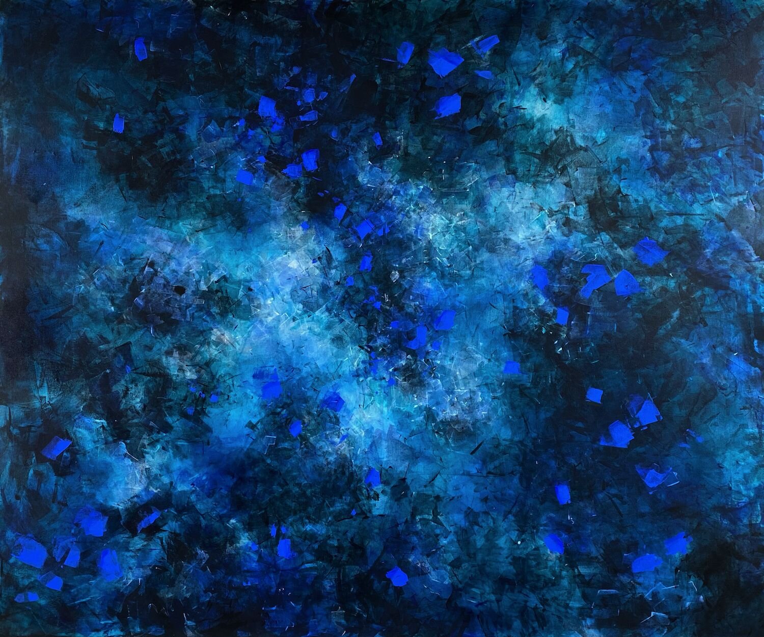 Valentina Atkinson, So Many Stars , 2019, Mixed Media on Linen, 60 x 72 in. $3,200.