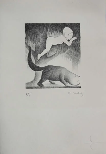 Niña en un Árbol y Osito Abajo