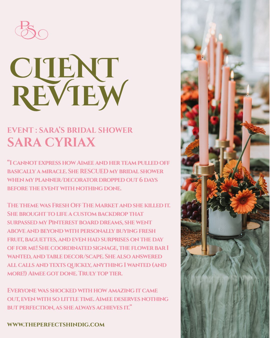 Proof that the details are always worth it 🍾🌷

Sara&rsquo;s &ldquo;Fresh Off the Market&rdquo; bridal shower came together beautifully, and hearing how much she loved every element means the world to us. We put a lot of thought into each piece, and