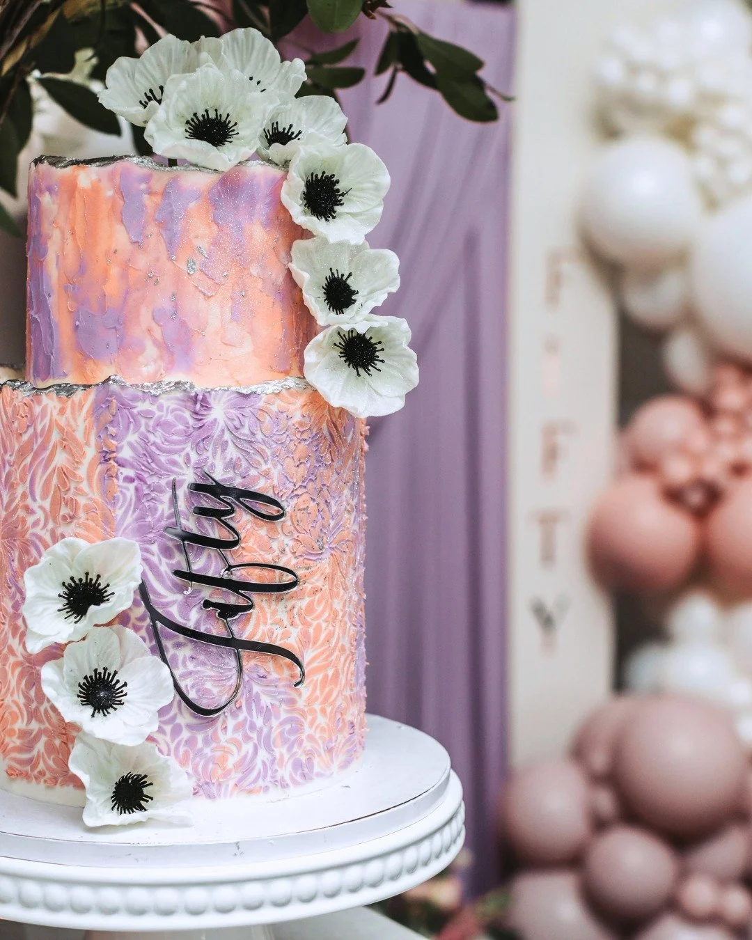 Vicky is 50 &amp; Fabulous 🥂💜

We created the ultimate surprise party for Vicky's 50th birthday and yes, she @vickymiller7557 was surprised! We had so much fun bringing this celebration to life, from the florals, the cake, the balloon installation,