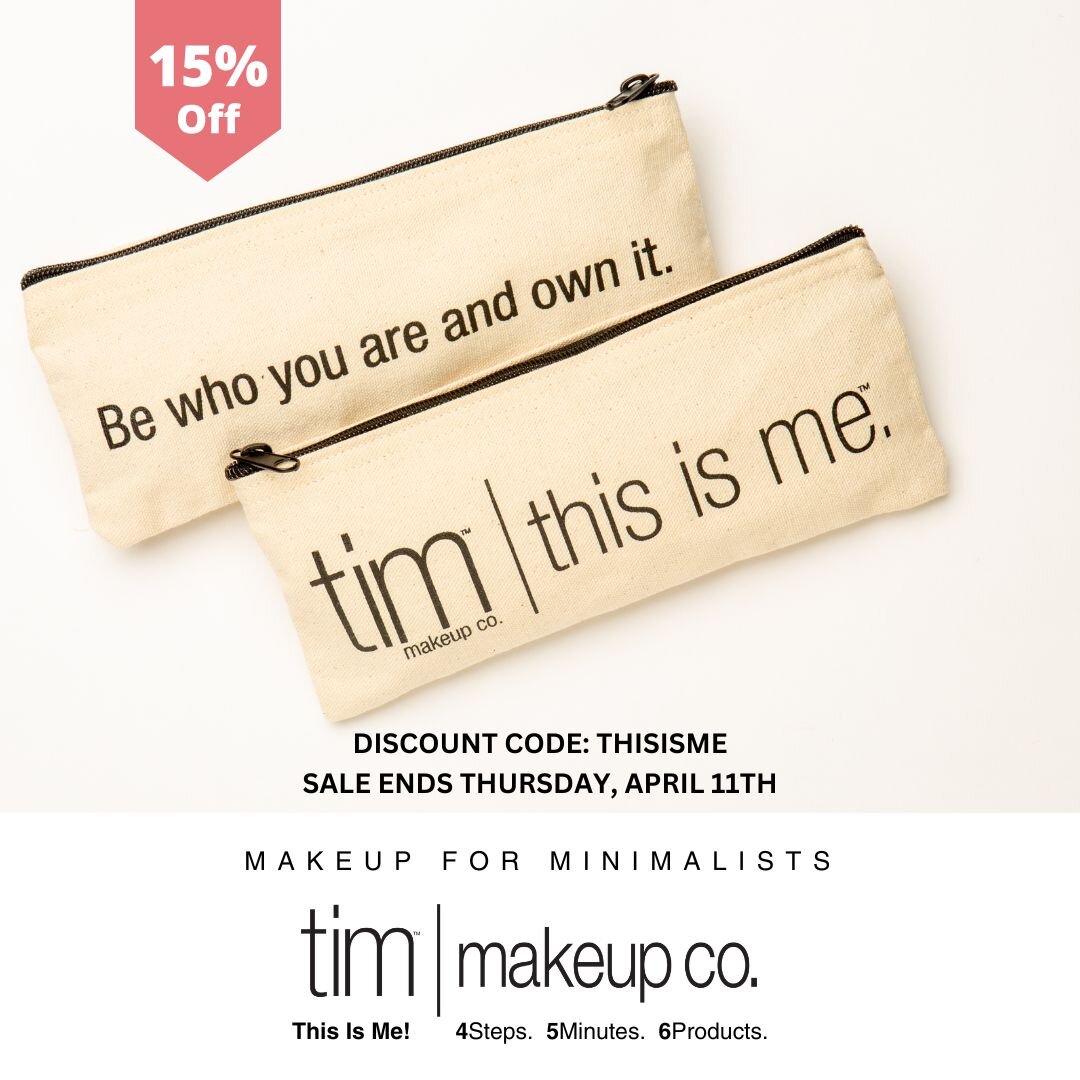 TIM &ndash; This Is Me 
&ldquo;Be who you are and own it.&rdquo; 
Canvas Makeup Bag

DISCOUNT CODE: THISISME
SALE ENDS THURSDAY, APRIL 11th
Shop TIM: https://timmakeup.com/collections/shop-tim/products/tim-makeup-bag

&bull; Fastened by a zippered cl