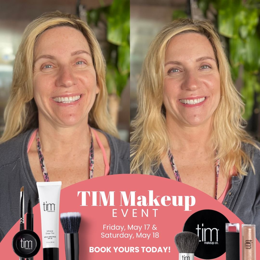 Are you ready for change?
Schedule an appointment for a TIM Makeup Event appointment and leave your blues behind. It&rsquo;s easy with TIM!
30-Minute Makeover Appointments with TIM on 
Friday, May 17 from 10 to 5 and Saturday, May 18 from 10 to 4.
MA