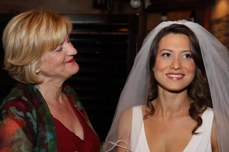 Aysegul, with her mother, on her wedding day. 