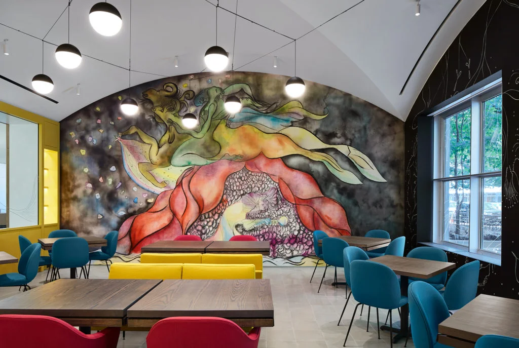 The interior of MARISOL, designed by Chris Ofili, artist, yes, he's also behind all that elephant dung art.