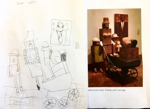 Student sketch of Family With Carriage , by Marisol.