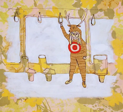 Easy Target, by Me, acrylic, ink, and embroidery, 2007