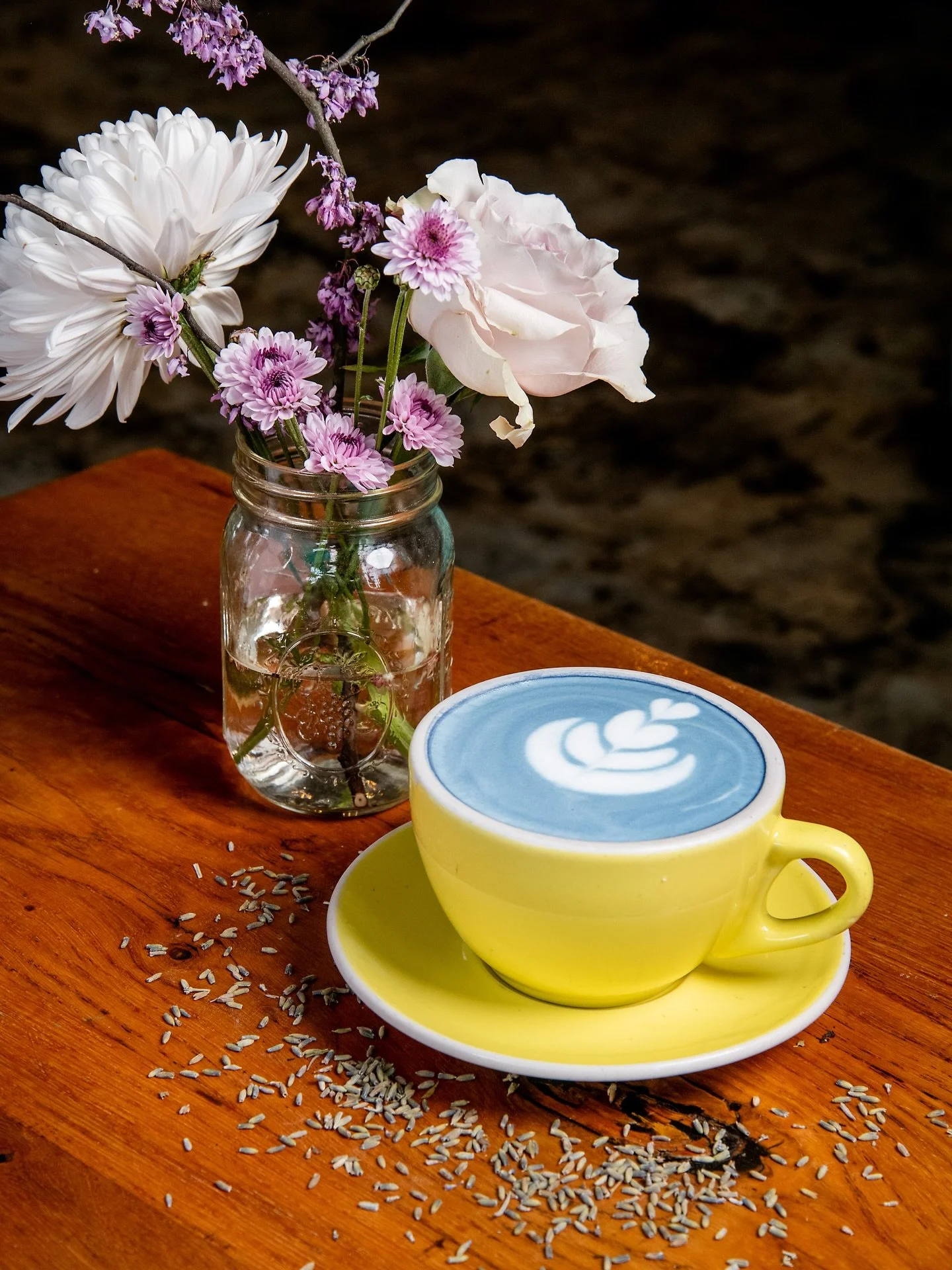The Butterfly Lavender Latte 🦋 

Native to Thailand, butterfly pea flower is rich in antioxidants and some research shows it helps improve memory. This caffeine-free, vivid, violet tea blended with milk &amp; with our house-made lavender honey is su
