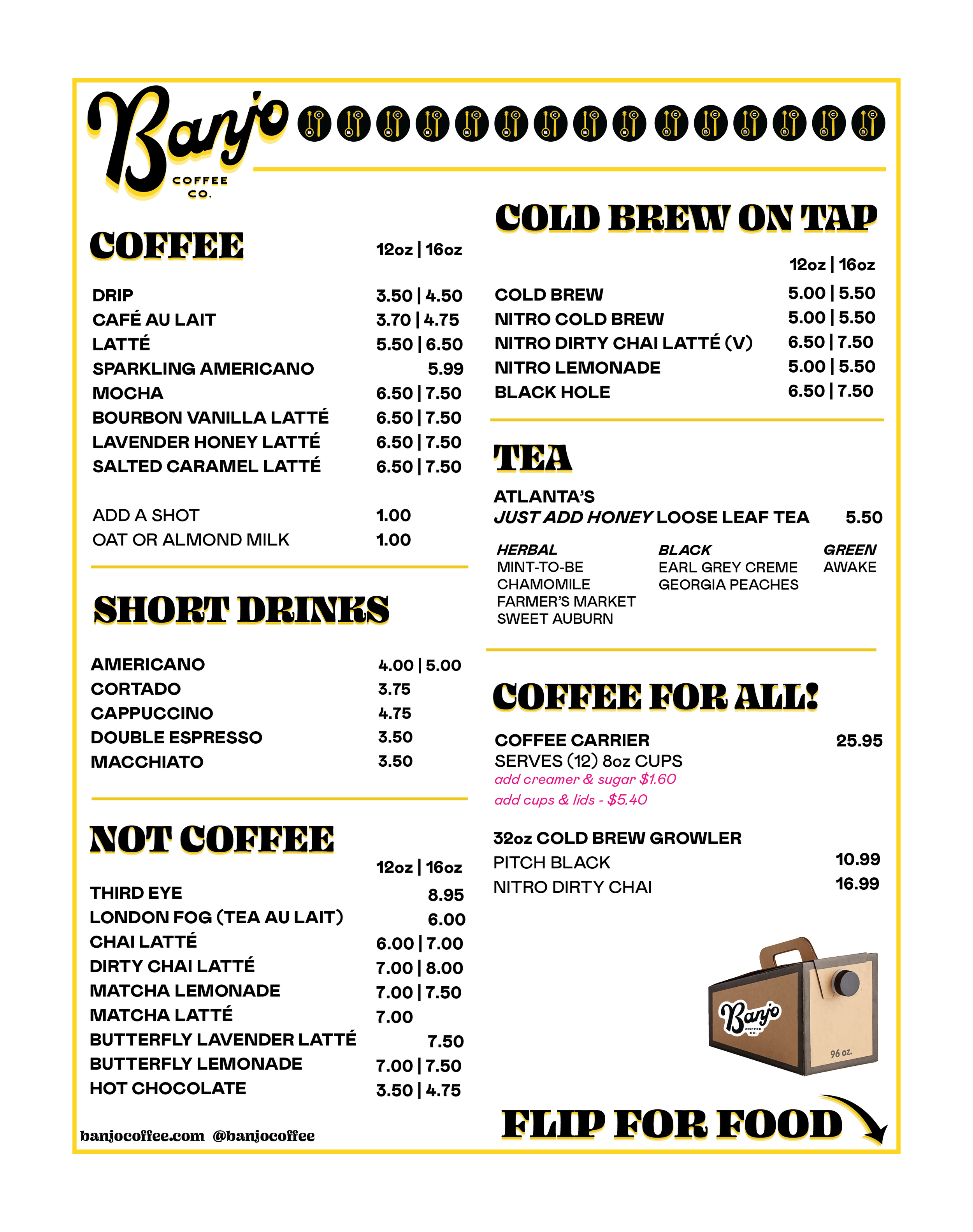 Banjo Food Menu