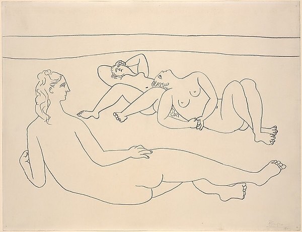 Pablo Picasso (1881-1973) was the most prolific of all professional artists according to the Guinness Book of World Records. During his 75-year career, he produced over 13,500 paintings and designs, 100,000 prints and engravings, 34,000 book illustrations, and 300 sculptures and ceramics. His oeuvre has been valued at ~ $800 million. He was the master of many media, even the pencil, as seen in "Three Bathers Reclining by the Shore" (1920) - The Dial, June 1924. #scofieldthayer #thedialmagazine #picasso #pencildrawing #guinnessworldrecord #nudesinart #metmuseum #metdrawingsandprints #artoftheday #arthistory