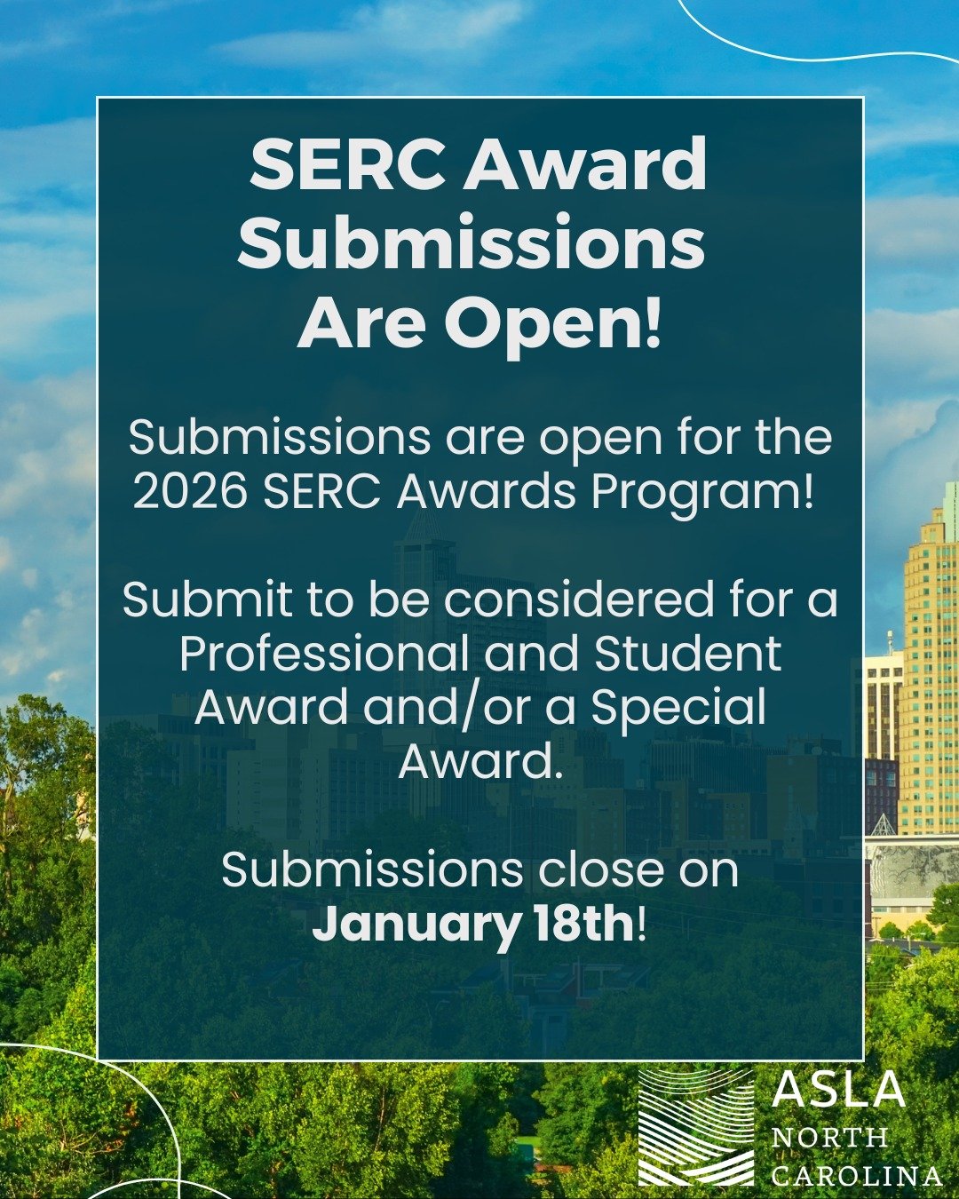 and
Submissions for the 2026 SERC Awards Program are open!

Apply to be considered for a Professional and Student Award and/or a Special Award. Each award has different qualifications and considerations, so make sure you check out the rules before su