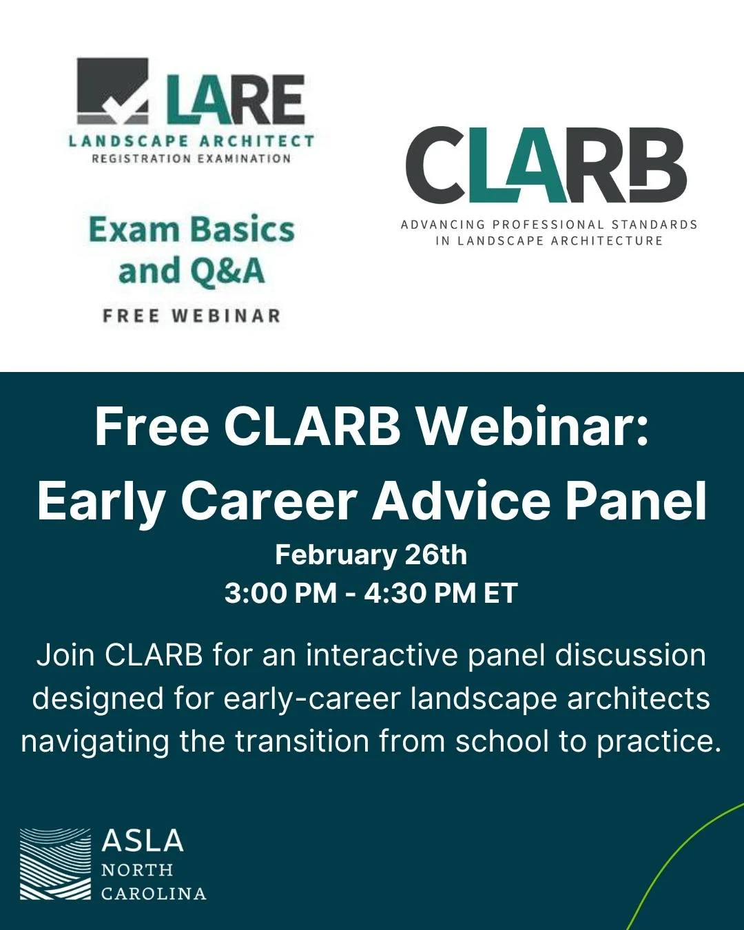 CLARB is hosting a free webinar designed for early-career landscape architects navigating the transition from school to practice. Hear from experienced professionals as they share practical advice and personal insights on topics that matter most in t