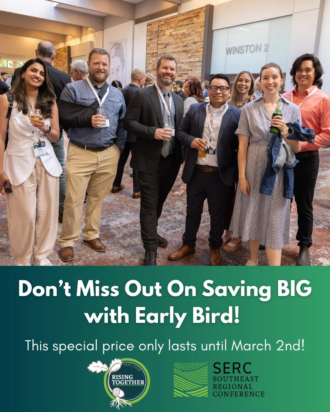 Don't miss out on saving big on your SERC experience with our special Early Bird pricing!🐦

Register today and experience the biggest landscape architect conference in the southeast for the lowest price we will ever offer. A weekend of amazing sessi