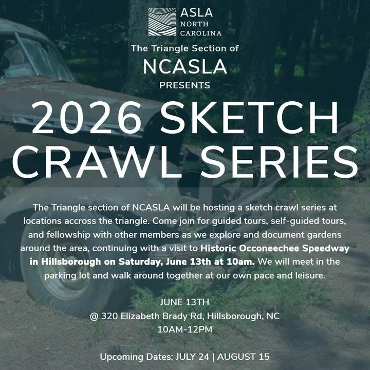 🌞Don't miss our sketch crawl this weekend!

Join us at the Historic Occoneechee Speedway in Hillsborough this Saturday, June 13th at 10 AM for a fun day of exploring, drawing, and connecting.

➡️RSVP on the NCASLA Website - link in bio
