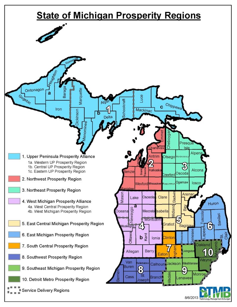 State of Michigan Prosperity Regions, click to enlarge