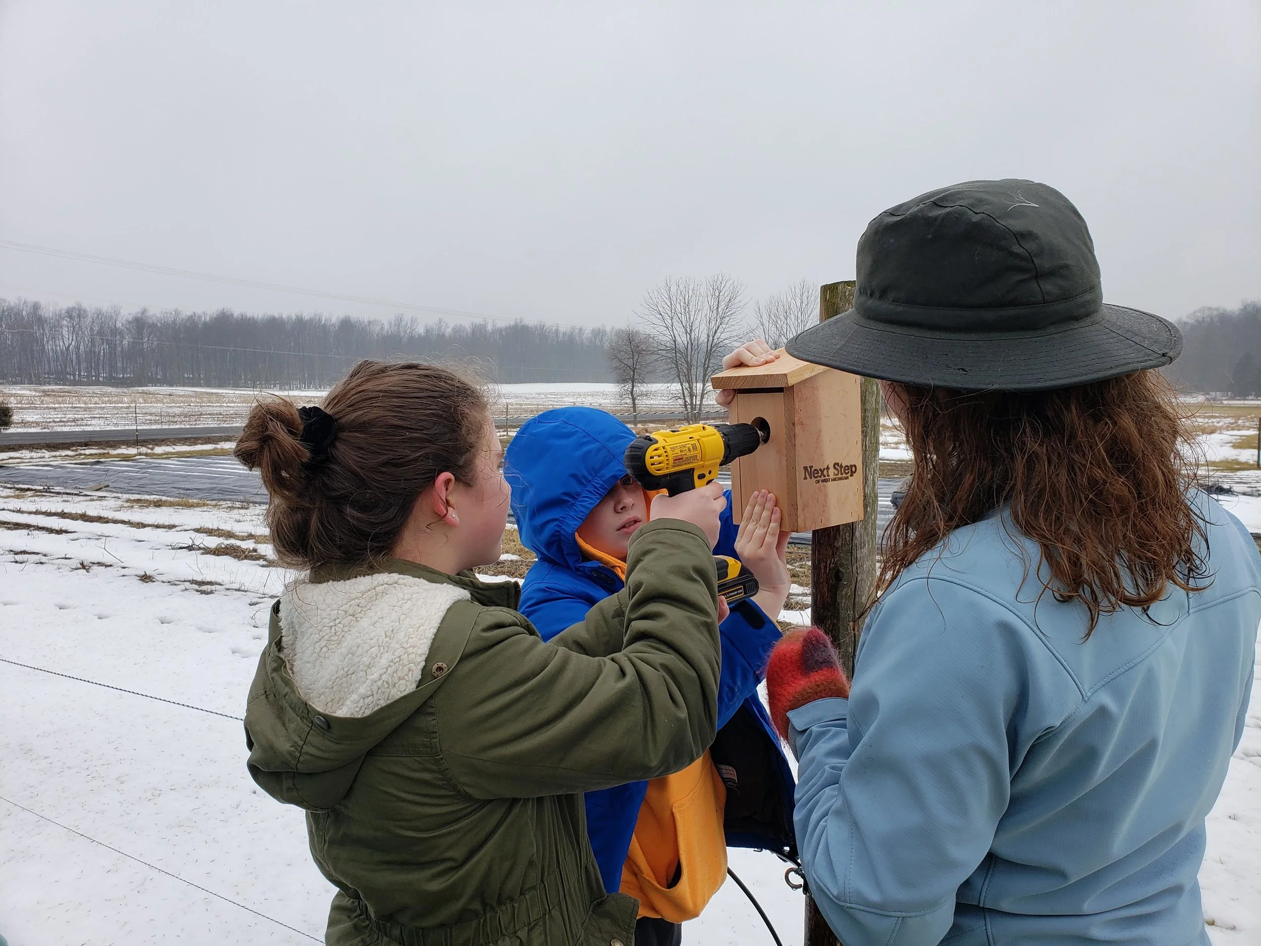 Students install birdhouses to promote native habitat