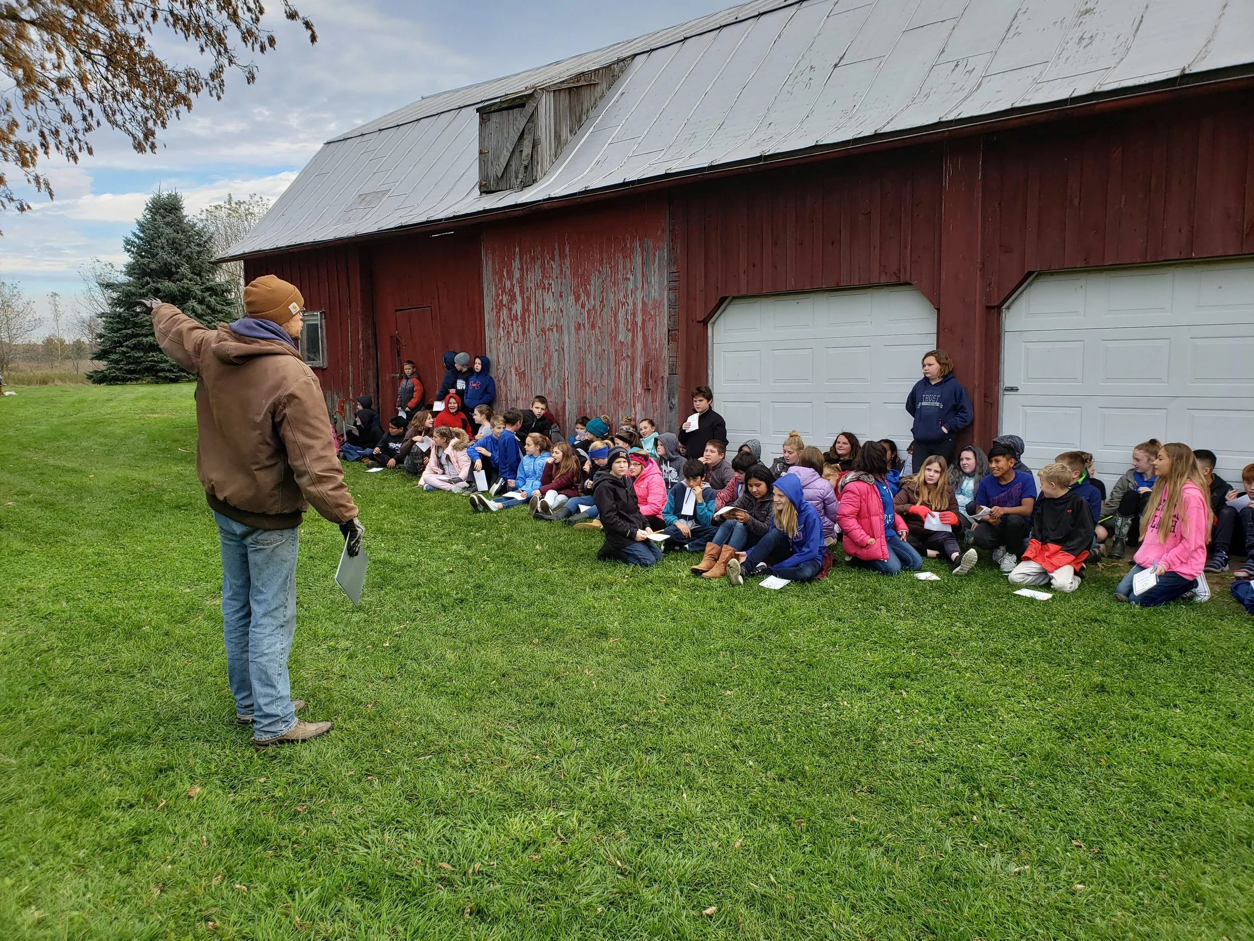 Farm Manager Mike Edwardson welcomes students to the farm