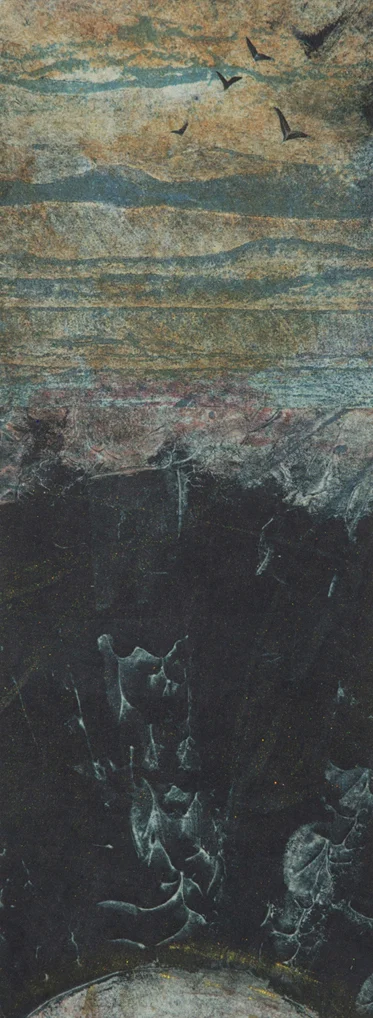 Eventide, monprint, collage, 2014