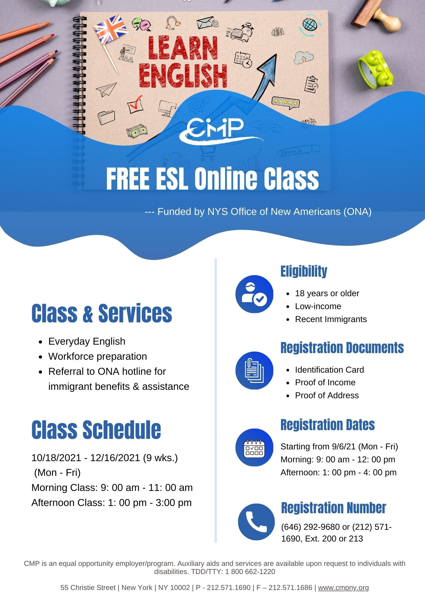 ONA ESL Class is Now Open for Registration! — CMP