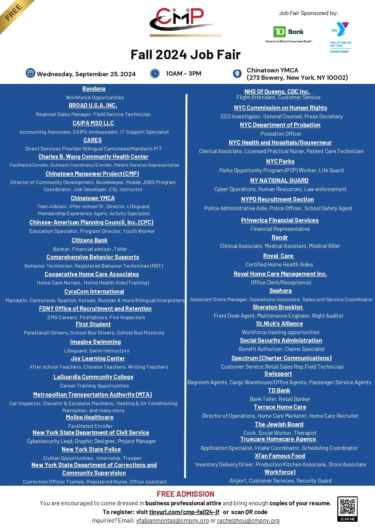 CMP 2024 Fall Job Fair in Chinatown on September 25th — CMP