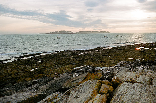 This is a photo of sunset on the coast of Crescent Beach on Cape Elizabeth in Maine.