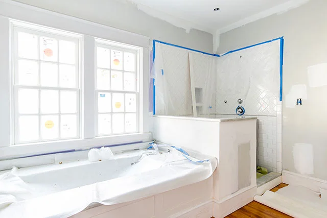 in progress photo of master bath