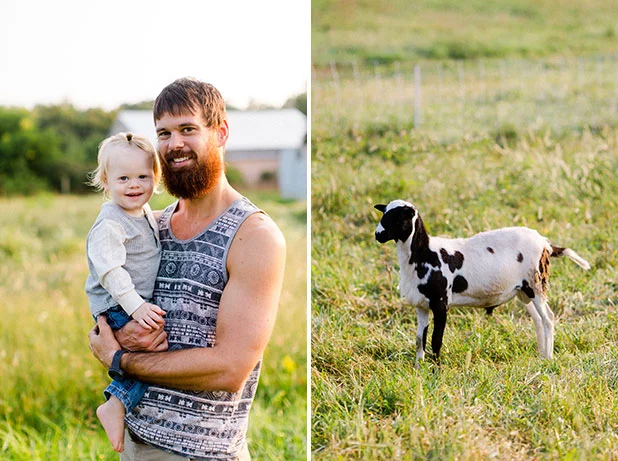 photo of farmer with son and lamb - Sarah Der