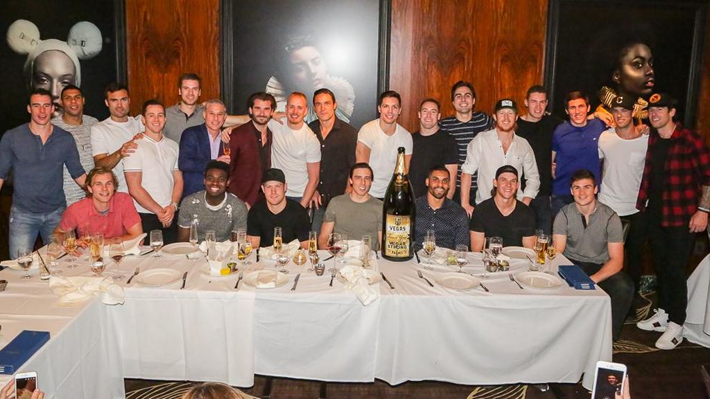 Fresh-shaven Vegas Golden Knights Dine at Scotch 80 Prime at Palms Casino Resort on Friday Before Going to Blink182. Photo: Edison Graff