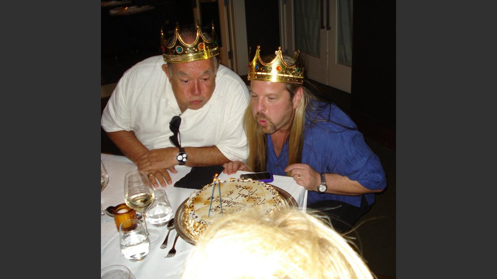 Robin Leach and Michael Boychuck, celebrating a birthday more than a decade ago.