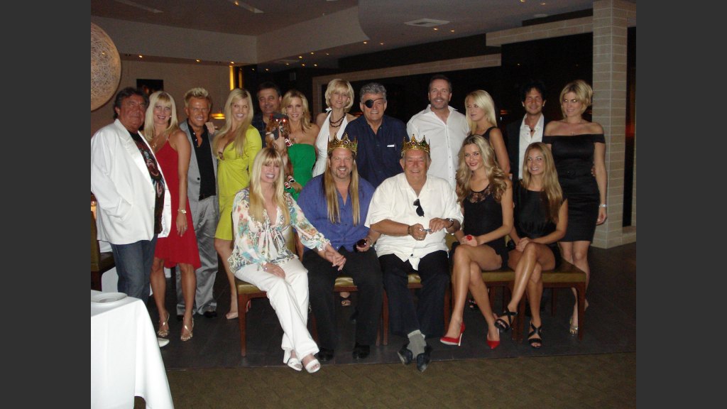 Crazy Girls” producer Norbert Aleman and wife Jennifer; Chris Phillips and Marlee Taylor, of Zoe Bowie; Dr. Loren Jacobs and his wife, TV personality Alicia Jacobs; Cara Roberts and Norm Clarke, Ken Henderson of BEST Agency and his date; Alfredo Andreani and his wife Rain. Front: Karen and Michael Boychuck, Robin Leach and former Miss USA contestant Brittney Mason and Las Vegas publicist Stephanie Wilson.