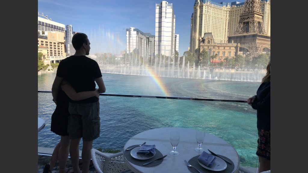 Diners at Lago (Bellagio) got a spectacular bonus on Friday — a mini rainbow.