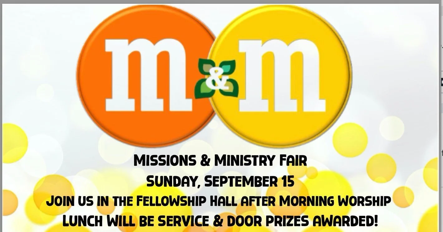 🚨 No Sunday School Tomorrow Morning! 🚨
Instead, join us for our Missions &amp; Ministry Fair at 10:30 am 🎉

📍 Church Fellowship Hall
⏰ Right after Morning Worship at 9:00 am
🍴 Lunch will be served + door prizes!

Come see how you can get involve