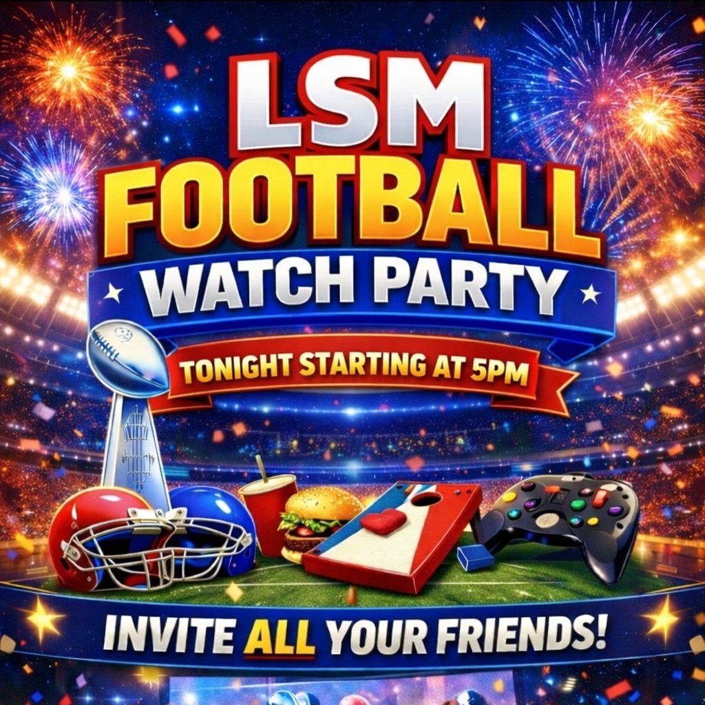 Super Bowl Watch Party tonight starting at 5:00 PM! Bring your favorite snack to share with everyone and enjoy the game with us!