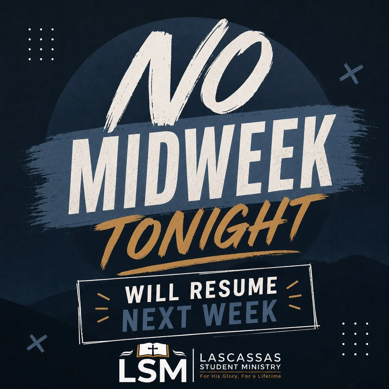 Reminder &mdash; no Midweek tonight!
We&rsquo;ll be back together next Wednesday at 6:00 PM. Enjoy the break and see you Sunday!