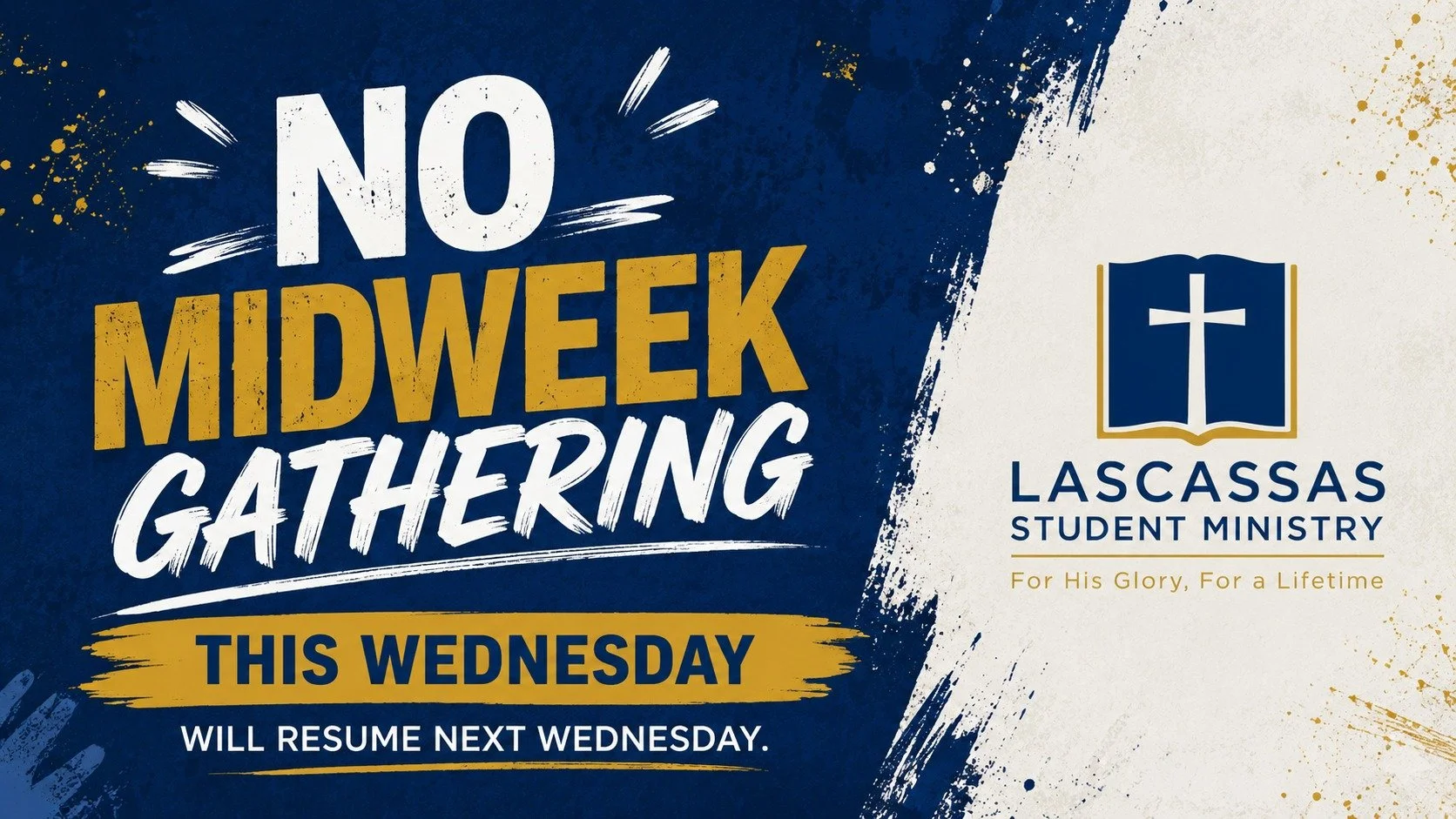 No Midweek Gathering tonight! We'll be back next week. Until then... see you Sunday! 🙌💙 #ForHisGloryForALifetime