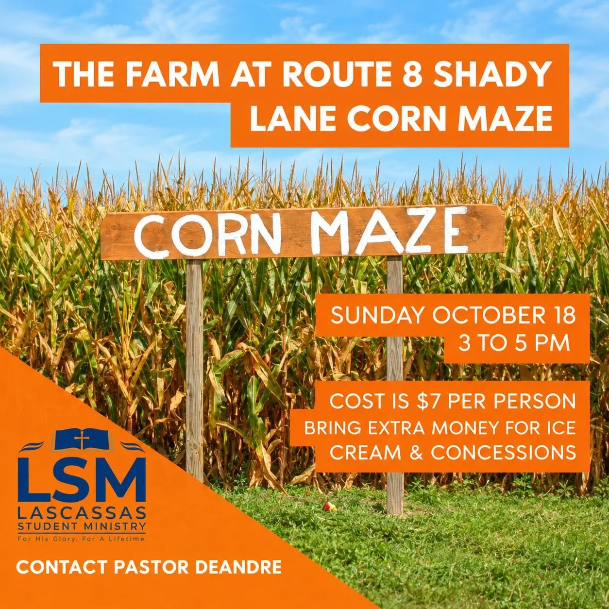 🌽🍂 Get ready for some fall fun! Join LSM at the Shady Lane Corn Maze on Sunday, October 18, from 3&ndash;5 PM! Cost is $7 per person. Bring extra money for treats! 🍦🎃

We hope to see you there! 🧡