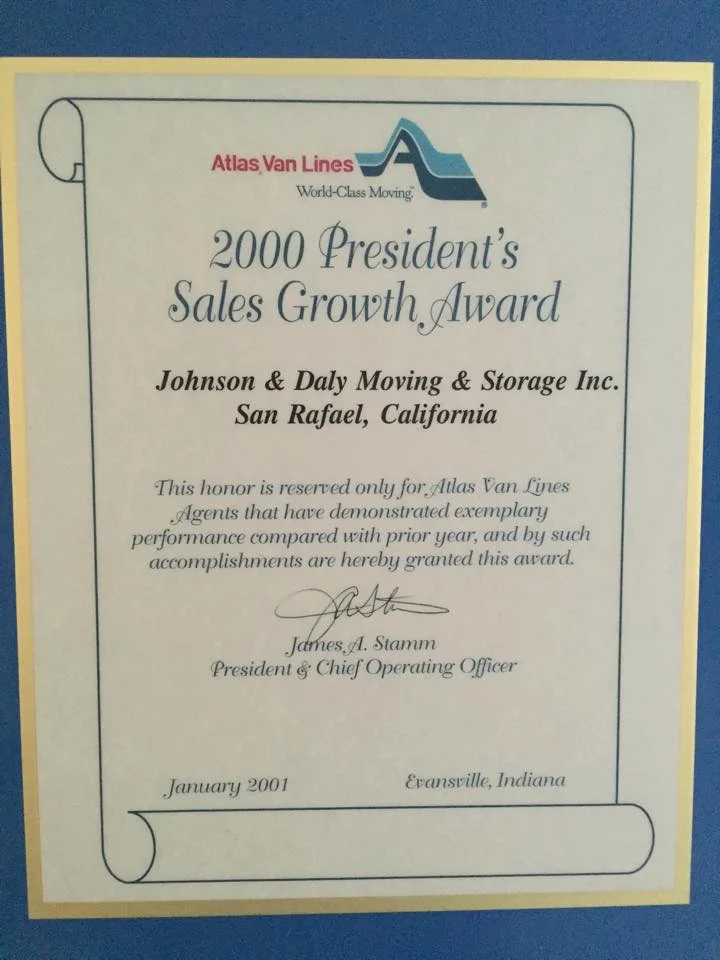 2000 President's Sales Growth Award