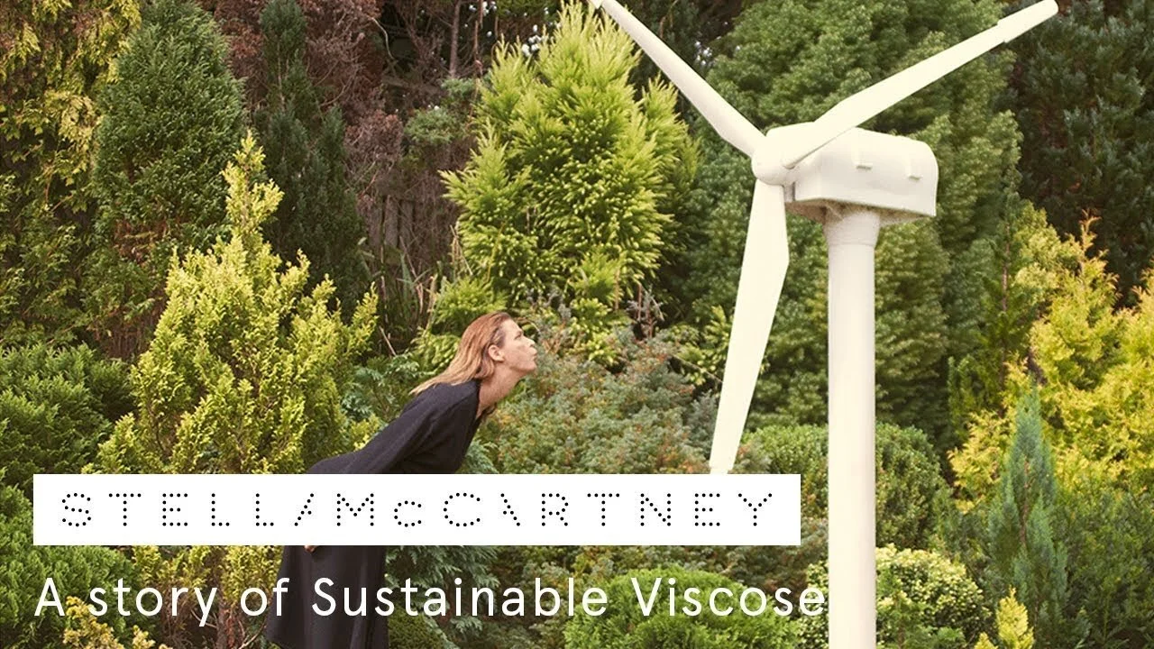 Stella McCartney is leather and fur free high fashion brand supporting circular and sustainable innovation like design for disassembly, lab-grown silk alternative, mushroom leather, sustainable viscose and more.